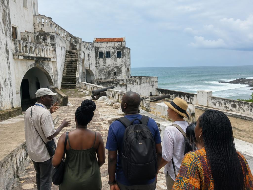 Historic Ghanaian heritage site visited by a small group of travelers