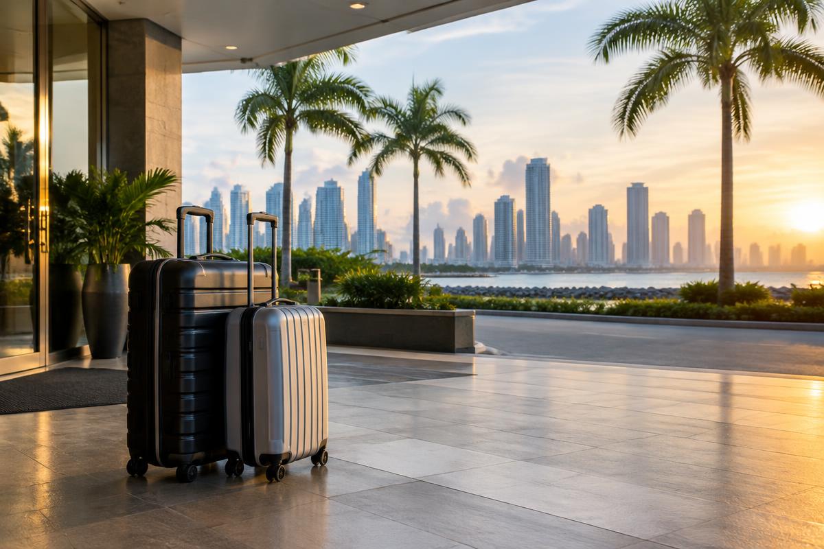 Departure morning in Panama City with the skyline seen from the hotel